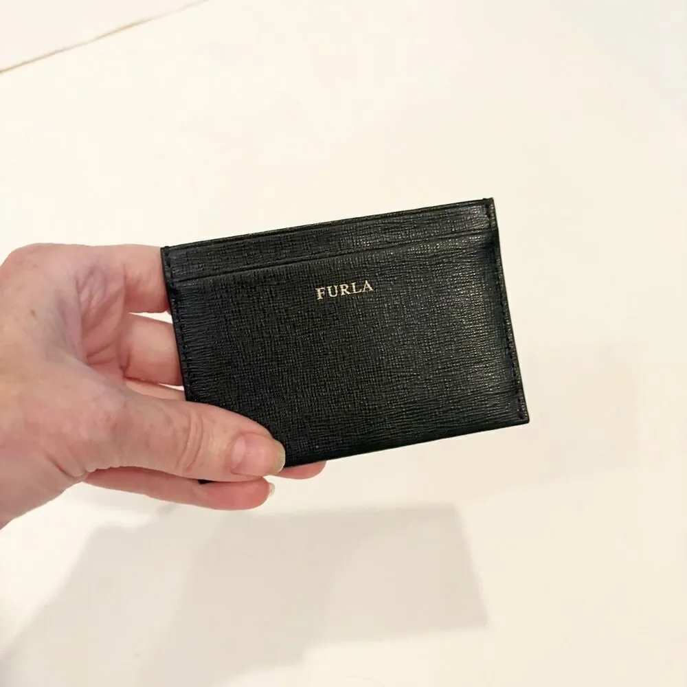 NWOT FURLA Leather Card Holder wallet Black Leather
